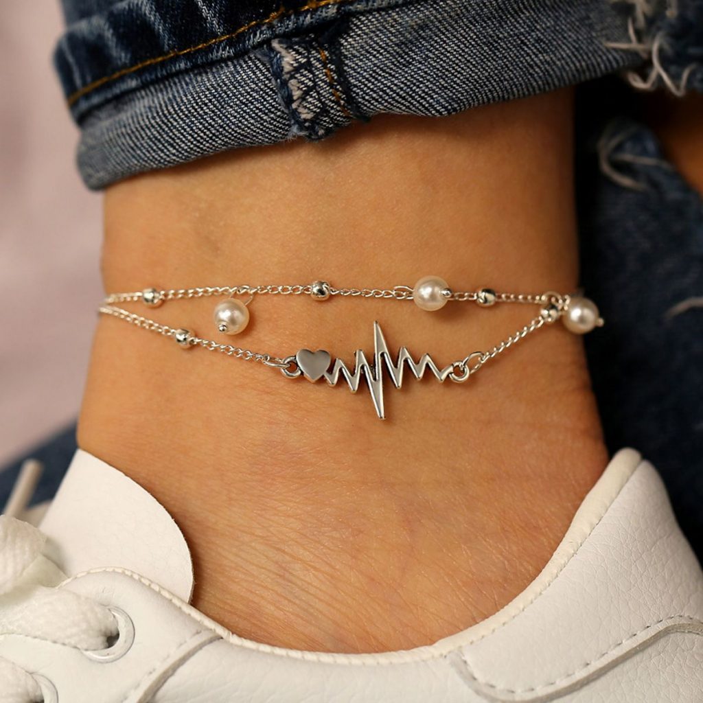Simple Pearl ECG Double Layer Anklet
